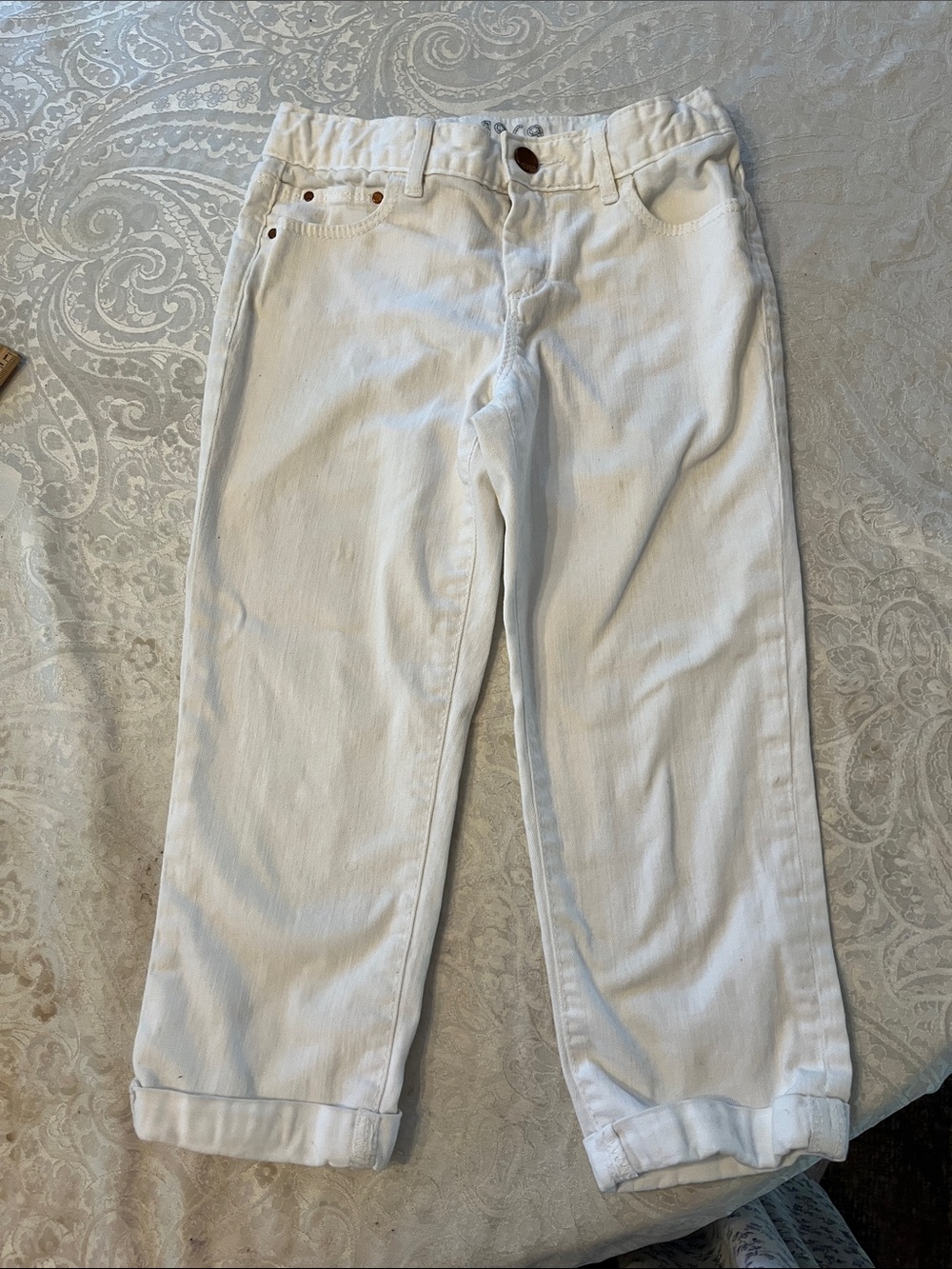 GAP White Kids Straight-Leg Capri Denim Jeans Size 10 in EUC